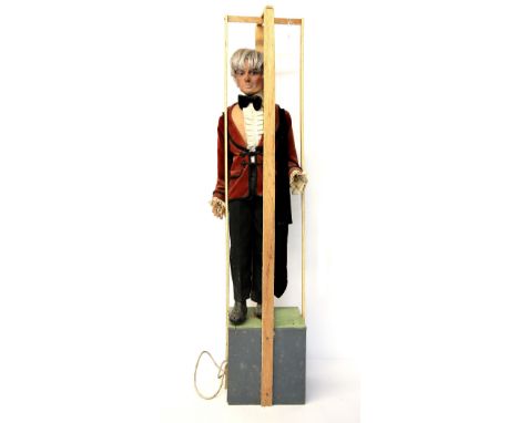 Doctor Who - John Pertwee (3rd Doctor) puppet on plinth base, 127cm.Provenance: Used in the Longleat exhibition.