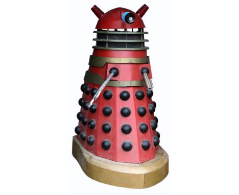 Doctor Who - A full scale replica Dalek as seen in the BBC TV Series, made from fibre-glass, metal and wood, on wheels and pa