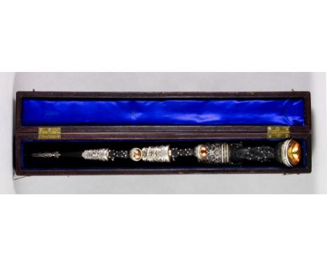 A Cased Silver Mounted Highland Hunting Trousse, 'Presented to Lieutenant and Quarter Master J. Heatly, 91st Highlanders, Fro