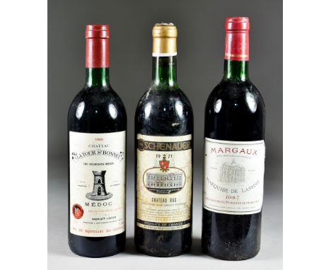 Twelve Bottles of Red Wine, comprising - 1 x Marquise De Lassime Margaux 1987, 1 x Chateau La Tour St Bonnet Medoc 1989, 1 x 