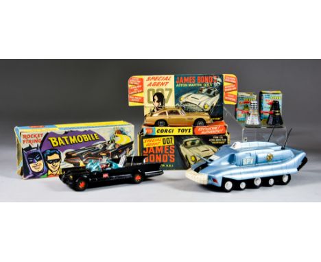 Two Corgi Toys Vehicles, comprising -  No. 261 "James Bond" Aston Martin DB5, "Batmobile" No. 267, a Dinky Toys 104, Spectrum