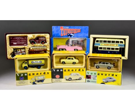 A Collection of Boxed Vehicles, comprising - Corgi Thunderbirds FAB1, Five Vanguards, "Ford Anglia Super", VA00119, "Conway Y