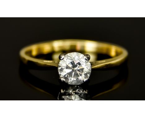 An 18ct Gold Solitaire Diamond Ring, Modern, set with a centre brilliant cut white diamond, approximately 1ct, size R, total 