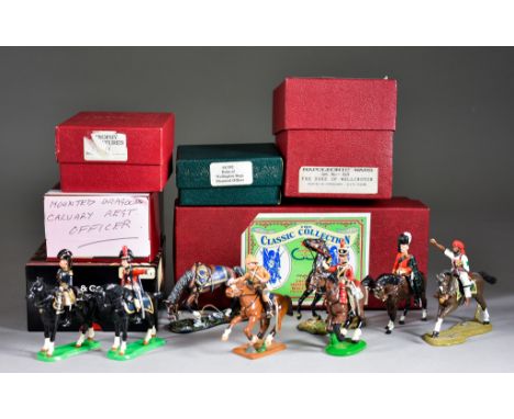 A Large Collection of Mounted Military Models, various makers, regiments, conflicts, thirty-nine in total. Note: Photographic