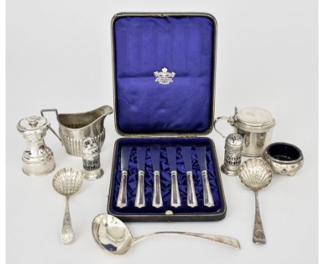 A Victorian Silver Mustard Pot and Mixed Silver, the mustard pot by Edward and John Barnard, London 1867, with bead mounts, p