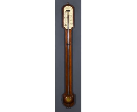 A 19th Century Rosewood Cased Stick Barometer and Thermometer by Bennett Watchmaker, 65 Cheapside, with engraved scale and ex