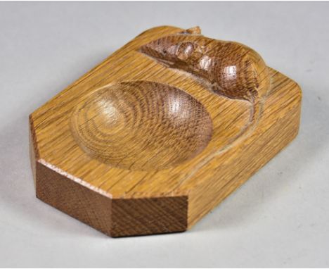 A Robert "Mouseman" Thompson of Kilburn Oak Ashtray, 4.25ins x 3ins x 1.5ins high