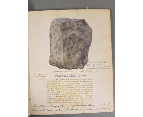 On Meteorites.&nbsp;&nbsp;Notebook, part filled with cuttings, manuscript notes &amp; a few watercolour sketches re. meteorit