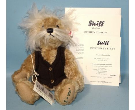 Steiff, teddy bear "Einstein", 28cm, with tag and certificates.