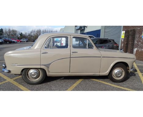A 1955 Austin Westminster Historic Vehicle, 2.6L engine, beige paint, Plymouth registration LDR 75, approximately 98,000 mile