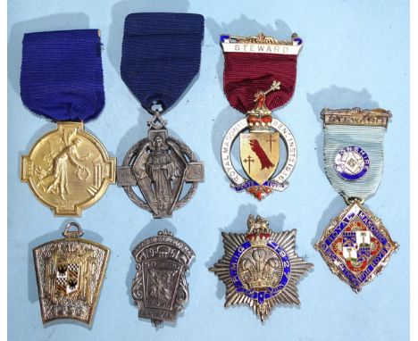 A Royal Masonic Institute for Girls 1927 jewel of silver star form, with enamel decoration central fleur de lys, a 1936 silve