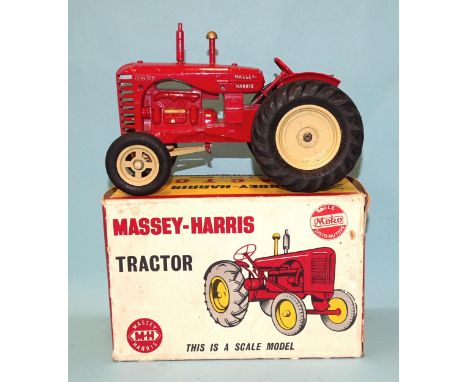 Lesney (Moko), a large Massey-Harris Tractor, red with cream hubs, gold trim, (boxed), with 'Moko' sticker.