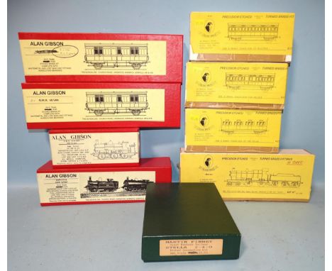 Nine unmade OO gauge kits: Martin Finney GWR Stella 2-4-0 locomotive, Alan Gibson GWR 517 and 1076ST, GWR 0-6-0ST 850 Class l