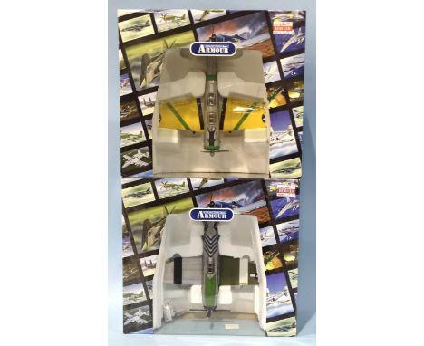 Franklin Mint, Collection Armour, 1:48-scale, two models: B11F046 P47D Razorback and B11E185 SBD-3 Dauntless Yellow Tail, (bo