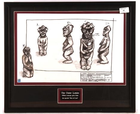 The Outer Limits (1995) Concept Art -Concept Art print of 'Medusan Fertility Doll', framed and glazed in this 53cm x 45cm dis