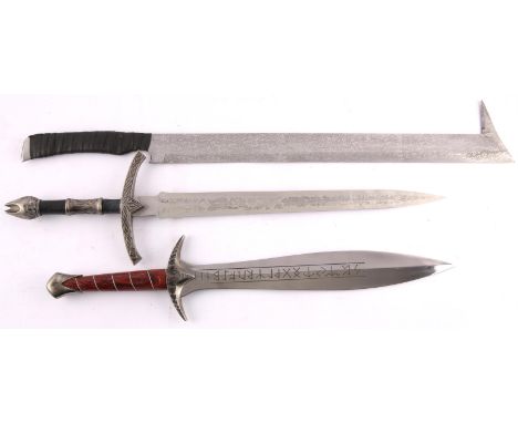 Collection of The Lord Of The Rings (2001-2008) Ring & Sword replicasTo include Frodos Sting sword, Uruk Hai Scimitar ,The On