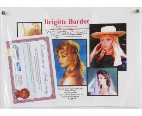 Brigitte Bardot Signed 16x12 inch Colour Montage Print Of Bardot. Limited Edition 30/50. Commissioned by Chester Le Street To