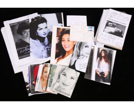 Autograph Collection European Actresses -Collection of 80 European Film/TV Actresses autographs; Inc: Audrey Tautou, Elodie F