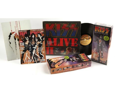 KISS - collection of memorabila to include, two Kiss Destroyer model kits for Peter Criss and Ace Frehley; 1984 world tour pr