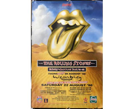 2 Large Concert Posters: Rolling Stones 20th-22nd Aug 1998 (repair to 5 inch tear left rim), REM Manchester and Birmingham Oc