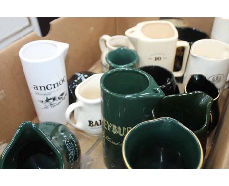 LOT OF WHISKY-BRANDED CERAMIC WATER JUGS16 items in total, with brands including Scotch Malt Whisky Society, Bunnahabhain and
