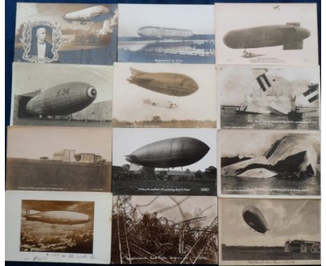 Postcards, Aviation, a Zeppelin and airship mix of approx. 21 cards, with RPs of military airship 'Beta' at Lockerley 21 Sept