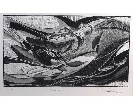 Colin See Paynton, Loons, signed, inscribed with title, A/P, wood engraving. Measurements 18.5 x 17.5cm (SH)
Colin See-Paynto
