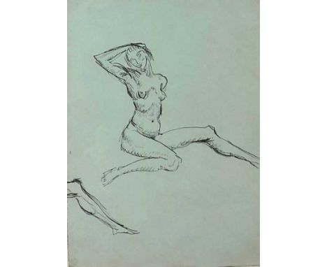 Augustus John OM RA (1878-1961), Study of a female nude- possibly for 'The Bathers' (unrealised), Pen and ink on paper, circa