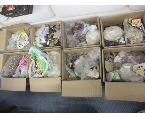 Eight boxes of mixed 20th century buttons to include mother of pearl, leather, glass, military and blazer examples 