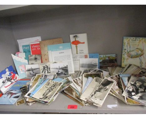 Vintage postcards and printed ephemera to include photographs and cruise liner brochures 