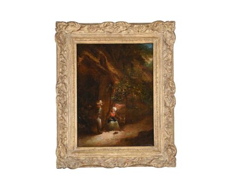 CIRCLE OF GEORGE MORLAND  SPINNING THE YARN  Oil on canvas  41 x 36cm (16 x 14 in.)Please note measurements do not include th