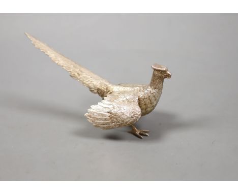   A model silver free-standing model of a pheasant, Sheffield, 1993, 17.7cm,6oz.