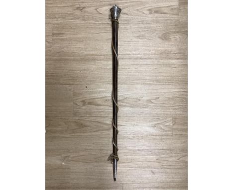   A George V silver mounted tipstaff '16th Camberwells', Alfred James Howe,London, 1915, 97cm.