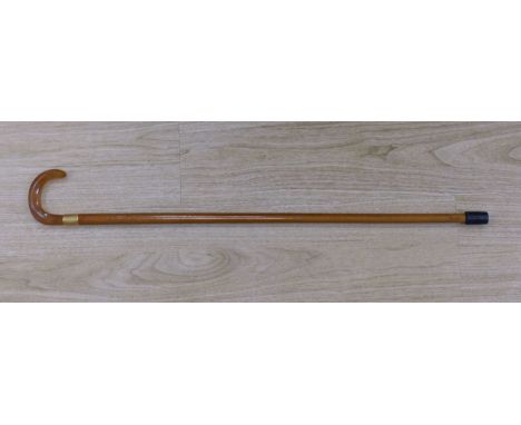  Art Art Deco walking stick with amber-coloured Bakelite handle and 18ct gold band, length 81cm
