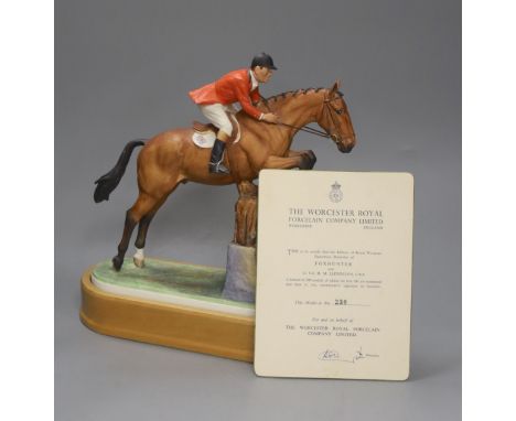   Doris Lindner for Royal Worcester, a limited edition figure, 'Foxhunter and Lt. Col. H M Llewellyn C.B.E.', no. 262/500, ci
