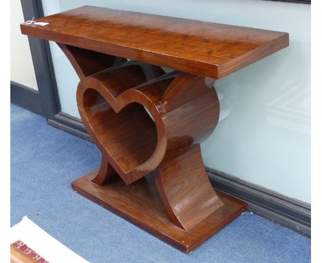   An Art Deco style walnut console table, width 120cm, depth 40cm, height 84cm