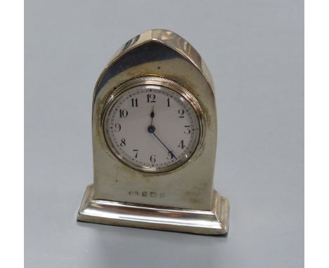   An Edwardian silver mounted lancet miniature timepiece, Birmingham, 1906, 71mm.