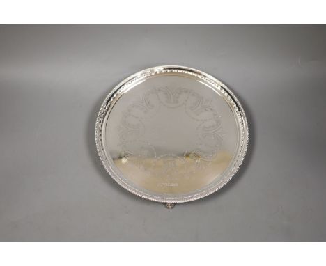   A modern pierced circular silver salver, James Dixon &amp; Sons, Sheffield, 1977, 25.5cm,14.5oz.