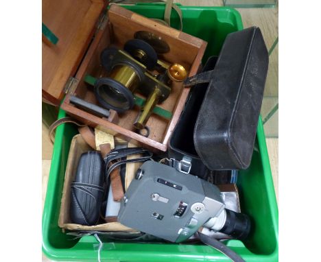   A mixed quantity of camera's and camera equipment including a Canon 200mm f:3.5 lens with Tele-Coupler R
