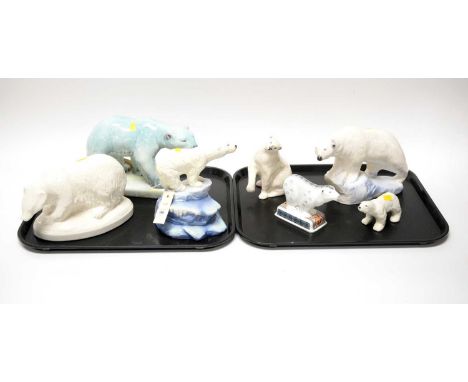 A collection of ceramic polar bear figures, including: a Wedgwood Noah’s Ark Collection ‘Polar Bear’; an Eastgate polar bear 