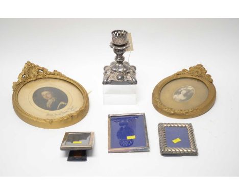 A silver photograph frame, by Carrs of Sheffield, Sheffield 1983, 10.5 x 8cms high; together with two other silver photograph
