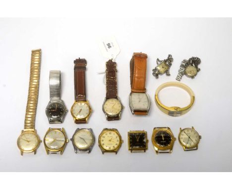 A selection of wristwatches, including three manual wind watches, by Harel De Luxe, Raco and Rotary. 