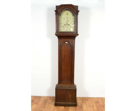 John Carr, London: An oak eight day longcase clock, with painted roman dial, two train movement with anchor escapement, arche