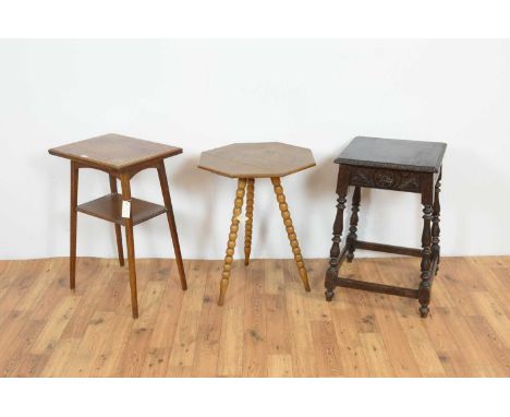 An early 20th Century Gypsy table with an octagonal top and bobbin-turned legs, 45 x 45 x 60cm high; an early 20th Century ca