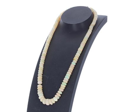 String of faceted opal beads with a silver magnetic clasp, 6mm-11mm, 25gm, 17" long 