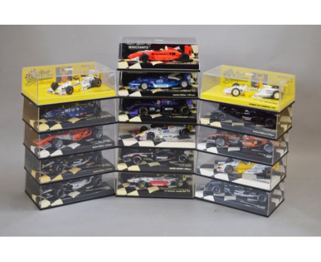 Minichamps. Sixteen diecast racing car models in 1:43 scale including eight Dallara Opel cars including F3 and 301 variants w