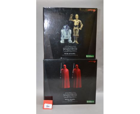 Two Kotobukiya ArtFX+ Star Wars Two Pack 1:10 scale pre-painted model kits: R2-D2 & C-3PO; Royal Guard. Appear E, boxed. (2)