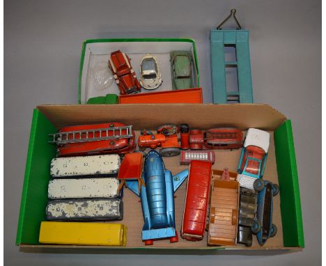 Twenty two unboxed playworn diecast models by Dinky, Lone Star and others, some with damage and or missing parts and some rep