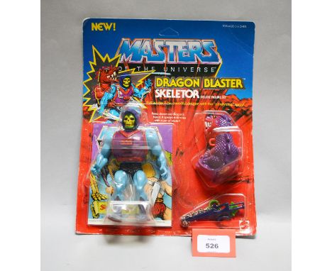 Mattel Masters of the Universe Dragon Blaster Skeletor Deluxe Figure Set. E, sealed in VG clear bubble on G+ unpunched card, 