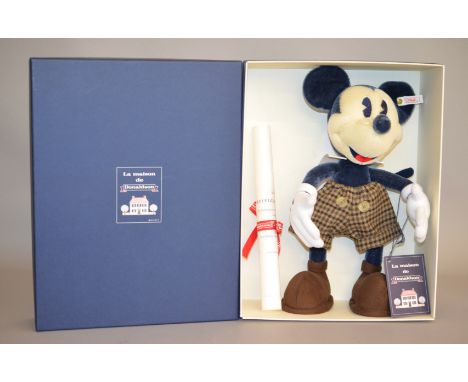 Steiff Mickey Mouse for La Maison de Donaldson. Boxed with label attached and certificate, with outer carton.